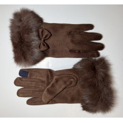 NEW Vagasi Women Touch Screen Gloves, Fleece Lined Winter Gloves for Ladies, Thermal Suede Gloves Fur Cuff for Girls Gifts, BROWN