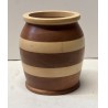 NEW WOODEN TWO TONED JAR WITH LID, HEIGHT 7 WIDTH 4.75