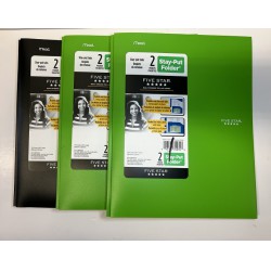 NEW PACK OF 3 MEAD  Five Star Advance Portfolio Stay-Put Folder, 2 POCKETS, 1 BLACK, 2 GREEN