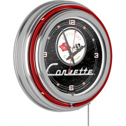 NEW Trademark Global Corvette C1 Neon Clock, Black, 14-Inch Diameter