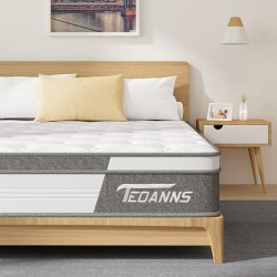 NEW (READ NOTES) Queen Mattress with Innerspring Hybrid, TEOANNS 10 inch Memory Foam Mattress Queen in a Box, Mattress Queen Size with Pressure Relief & Supportive