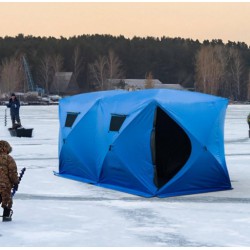 USED 8-Person Waterproof Portable Pop-Up Ice Fishing Shelter With 2 Doors