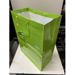 NEW PACK OF 12 CINDUS COLLECTION LIMON SOLID COLOUR GLOSS PAPER BAG JUMBO, LIME GREEN, 22 TALL, 16 WIDE, 8 DEEP