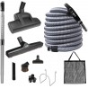 LIGHTLY USED OVO Central Vacuum Deluxe Plus Kit, 35ft ON/Off Low-Voltage Hose, Air Driven Carpet Beater, 12’’ Premium Floor Brush, Cleaning Tools and Easy Storage Accessories