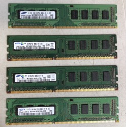 NEW x4 RAM Sticks SAMSUNG 1GB 1Rx8 PC3-8500U-07-10-ZZZ