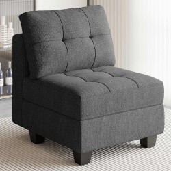NEW Belffin Middle Module Seat for Modular Sofa Sectional Couch with Storage Accent Armless Sofa Chair Modern Fabric Dark Grey