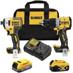 NEW DEWALT 20V MAX XR Cordless Hammer Drill Driver and Impact Drive Combo Kit, Batteries and Charger Included (DCK249E1M1) Yellow