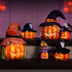 NEW (READ NOTES) 6 Packs Light up Halloween Jack-o'-Lantern Decorative Pumpkin Foam Halloween Decorations Props