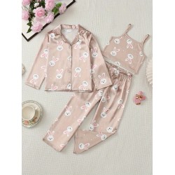 NEW MEDIUM 3 PC RABBIT PAJAMA SET