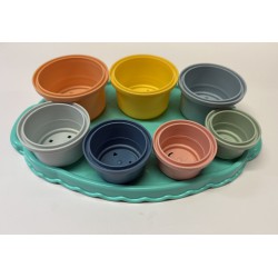 LIGHTLY HANDLED KIDS STACKING CUPS WITH TRAY