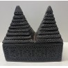 VINTAGE AFRICA HAND CARVED DOUBLE PYRAMID BOX - JEWELS, HERBS