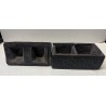 VINTAGE AFRICA HAND CARVED DOUBLE PYRAMID BOX - JEWELS, HERBS