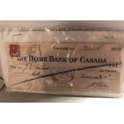 VINTAGE THE HOME BANK OF CANADA - CALGARY, ALBERTA - DATED DEC 12TH, 1922