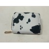 NEW Small Fashionable Cow Pattern Wallet, Multi Coin Purse With Zipper, Casual Faux Leather Purse