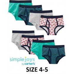 NEW SIZE 4-5 Simple Joys by Carter's Boys 8-Pack Underwear