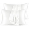 NEW 2 KING SIZE BEDDING 4 HOMES SATIN PILLOWCASES - PURE WHITE