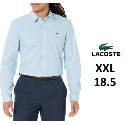 NEW MENS XXL (US18.5) Lacoste Mens Long Sleeve Slim Fit Poplin Button Down Shirt, Panorama