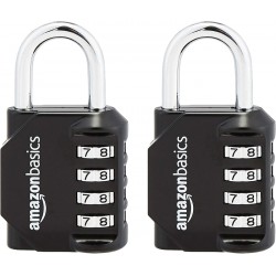 NEW Amazon Basics 4-Digit Combination Padlock, Black, 2-Pack