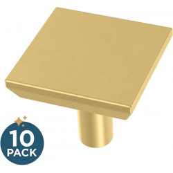 NEW 10 PACK Franklin Brass Simple Chamfered Square Cabinet Knob, Brushed Brass, 1 1/8in (29 mm) Drawer Knob, P40847K-117-C
