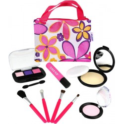 NEW Click N' Play Cosmetic and Makeup Set for Girls, Includes Floral Tote Bag and 8-piece for Pretend Play