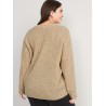 NEW WOMENS 3X Heathered Cozy Shaker-Stitch Pullover Sweater, CAMEL