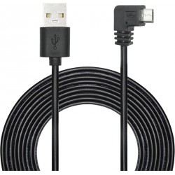 NEW 11FT 90 Degree Micro USB Power Cable, Left Angle Micro USB Dash Cam Charging Cord, for Car Dash Cam, Phones and Other Devices Charging