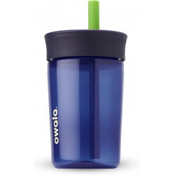 NEW Owala Kids Insulation BPA-Free Plastic Tumbler with Spill Resistant Flexible Straw, Easy to Clean, Kids Water Bottle, Great for Travel, Dishwasher Safe, 15 Oz, Navy and Blue (Home Base)