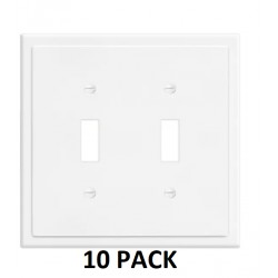 NEW (READ NOTESS) PACK OF 10 2 GANG MODERN FRAMED TOGGLE LIGHT SWITCH, WHITE