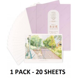 NEW 1 PACK Pack of Paul Rubens Hand-made Watercolor Paper Hot Press, 100% Cotton Rag with Glitter Sparkling Effect, Acid-Free Paper 140lb/300gsm, 20 SHEETS, 13.5CMX19.5CM