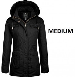 NEW WOMENS MEDIUM Wantdo Winter Coat Parka Winter Jacket for Women Hooded Jacket, BLACK