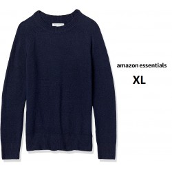NEW WOMENS XL AMAZON Essentials Classic-fit Soft-Touch Long-Sleeve Crewneck Sweater, NAVY