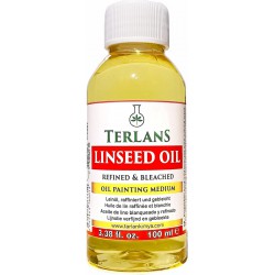 new terlans linseed oil, refined & bleached, oil painting medium, 100ml