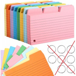 NEW 400 Pcs Index Cards, 3x5 Colored Index Cards Blank Flashcards Lined Index Cards Heavy Note Cards with 8 Rings for Studying Office Home School Supplies