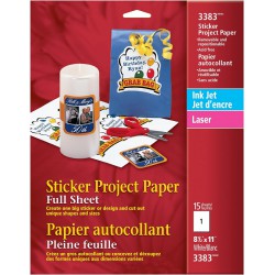 NEW Avery Sticker Paper, Matte White, 8.5 x 11 Inches, Inkjet Printers, 14 Sheets (3383)