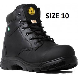 NEW MENS SIZE 10 - Tiger Safety Men's CSA Approved Steel Toe 6 Leather Safety Work Boots , BLACK