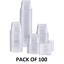 NEW PACK OF 100, Comfy Package Plastic Disposable Portion Cups With Lids, 1 OUNCE