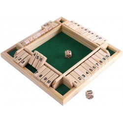 NEW 4-Player Shut The Box Wooden Table Game Classic Dice Board Toy