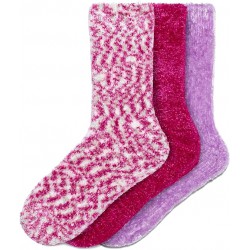 NEW 3 PAI PACK - HUE Women's Cozy Crew Socks, Pink Spacedye, One Size