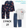 NEW SIZE 2T Simple Joys by Carter's Boys 4-Piece Poly Pajamas, Blue/Grey/Dinosaur