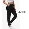 NEW WOMENS LARGE Dafensi Cargo Pants Elastic Waist Casual Relaxed Fit Jogger Pants with 6 Pockets for Hiking, BLACK