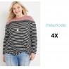 NEW WOMENS 4X Plus Size Stripe Colorblock Front Knot Mixer Tee