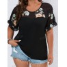 NEW 2XL SHEIN LUNE Plus Floral Print Flounce Sleeve Tee