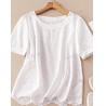 NEW MEDIUM SHEIN LUNE Women's Fashionable Solid Color Mesh Hollow Short Sleeve Shirt