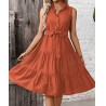 NEW LARGE SHEIN VCAY Ruffle Hem Belted Shirt Dress