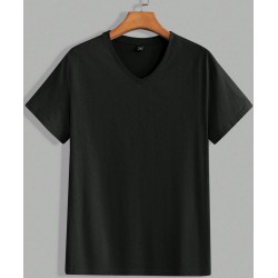 NEW MEDIUM Manfinity ModaGents Men's Solid Color Casual V-Neck T-Shirt For Summer