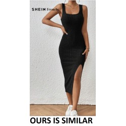 NEW WOMENS LARGE  SHEIN Solid Split Thigh Tank Dress WITH CUT OUT