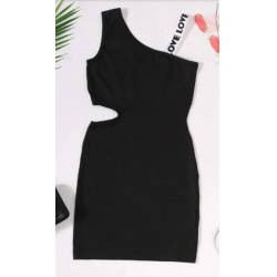 NEW GIRLS SIZE 9-10Y Shein Tween Girl Letter Tape Asymmetrical Neck Cut Out Waist Dress