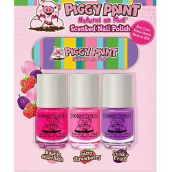 NEW Piggy Paint Girls Nail Polish, 100% Non-toxic Safe, Cruelty-free Low Odor for Kids, Scented 3pk Set, Three 3.5mL Nail Polish & File