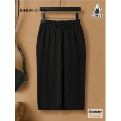 NEW MEDIUM SHEIN Clasi Plus Size Women Solid Color Waist Tie Knit Bodycon Mini Skirt