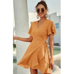 NEW LARGE Breezaya Polka Dot Knot Side Wrap A-line Dress
